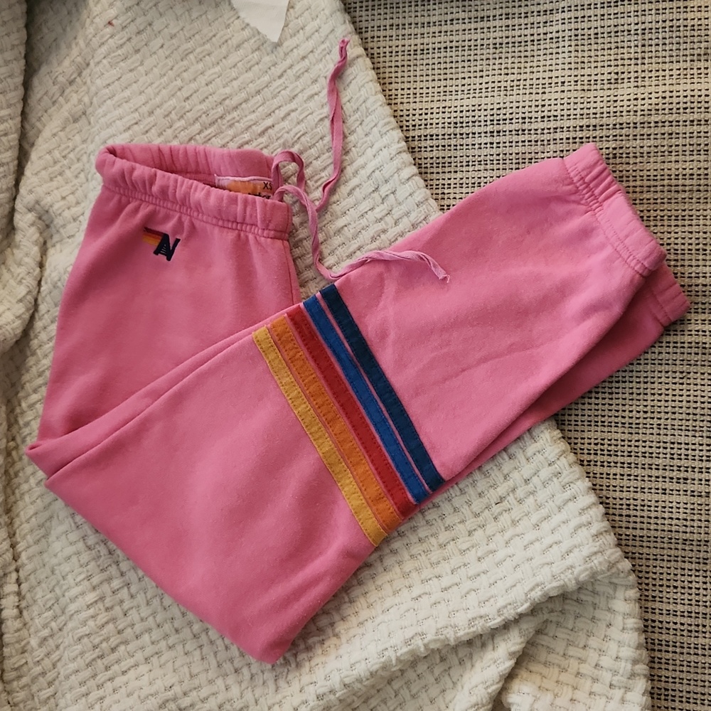 Aviator Nation Pink Rainbow Sweats